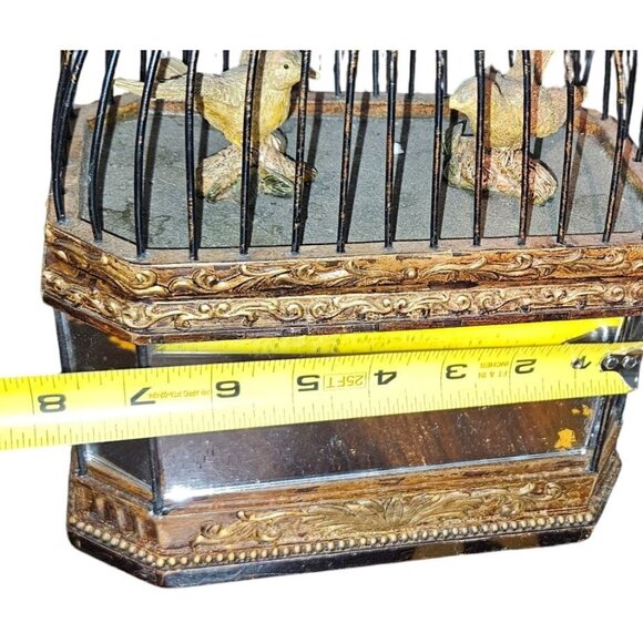 Vintage Trinket Storage Box Birdcage Birds & Mirrored Panels Flip Top READ - Picture 4 of 12